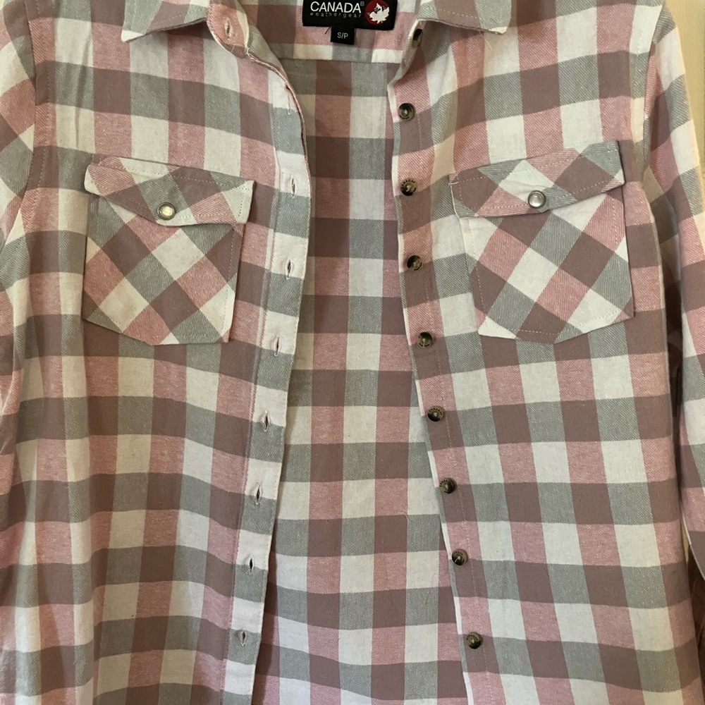 Plaid Button Down Shirt - Pink and Gray